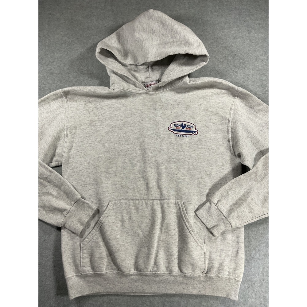 Ron Jon Surf Shop Key West Mens Heather Gray Graphic Hoodie Pullover Med 1839